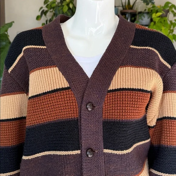 Vintage JANTZEN grandpacore wool cardigan, brown multicolour EUC unisex - Picture 2 of 11